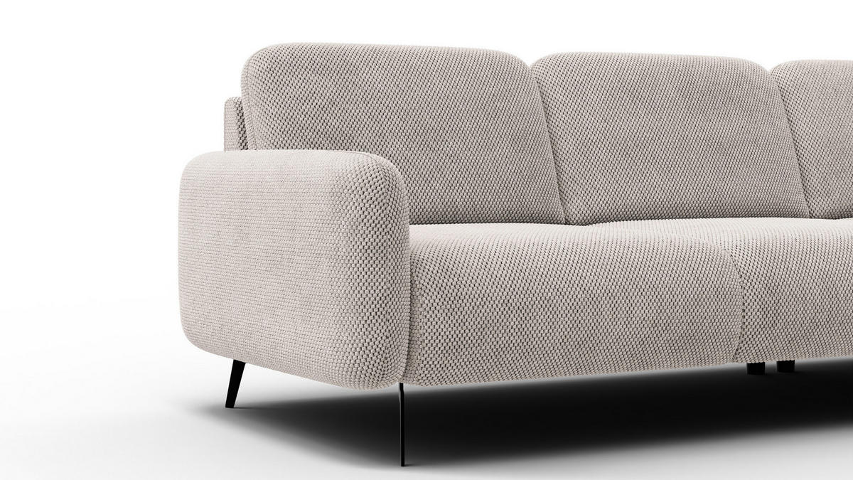 ECKSOFA FEBE 4-Sitzer rechts, beige - Beige/Schwarz, Holz/Textil (264/157cm) - Courtois Laville