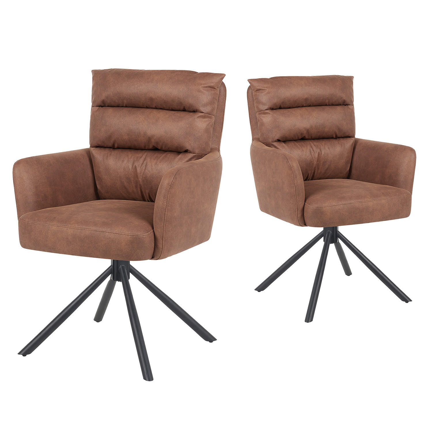 ARMLEHNSTUHL Mika-Jana 2er-Set - Schwarz/Braun, Textil/Metall (59/94/66cm) - DUBI Möbel