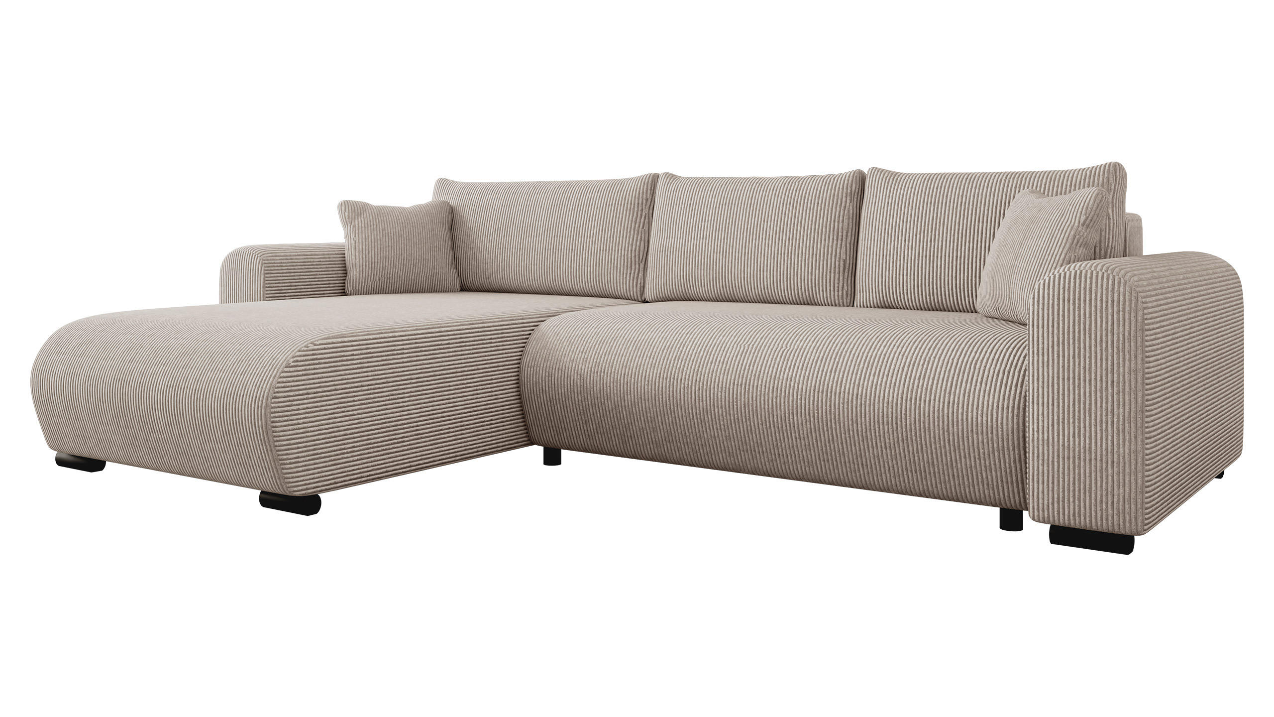 ECKSOFA Merkos Cord - Schwarz/Sahara, Holz/Textil (285/188cm) - MIRJAN24