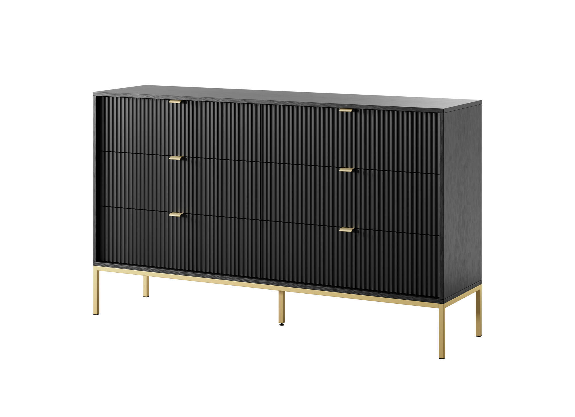 KOMMODE AVON Schwarz, Gold 154x39x91 cm - Goldfarben/Schwarz, Holzwerkstoff (154/91/39cm) - FURNLUX