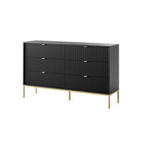 KOMMODE AVON Schwarz, Gold 154x39x91 cm - Goldfarben/Schwarz, Holzwerkstoff (154/91/39cm) - FURNLUX