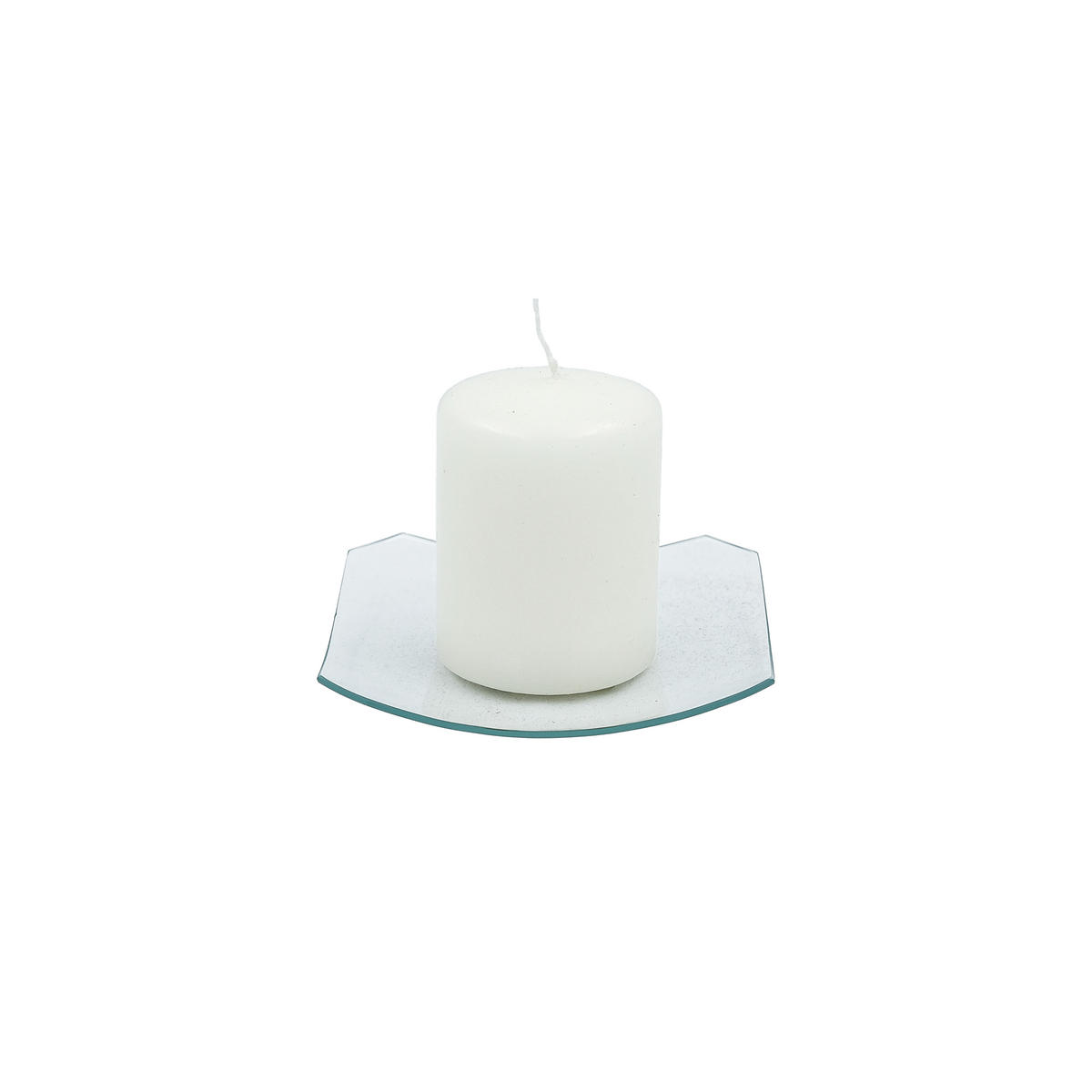 KERZENTELLER, Glasteller Eckig 12 x 12 cm mit 2 Kanten - Transparent, Paraffin (12/0.5/12cm) - Holfeuer Crystal Design