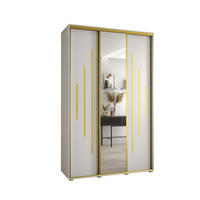 SCHWEBETÜRENSCHRANK 235,2/160/45 3-türig - Goldfarben/Weiß, Holz/Metall (160/235/45cm) - Abiks Möbel