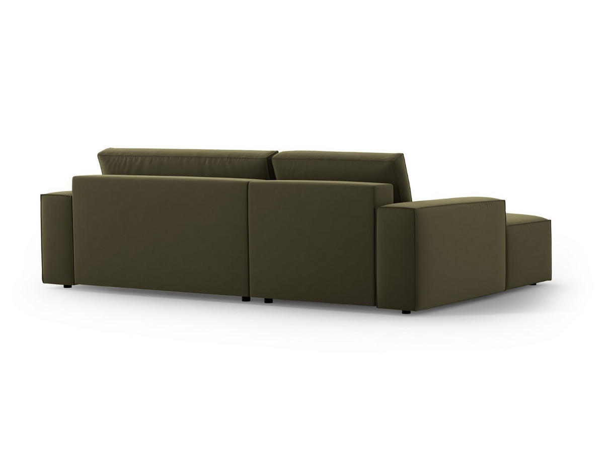 ECKSOFA ausklappbar links mit Container Jodie aus Samt grün 3 Sitzplätze - Grün, Textil (246/151cm) - Micadoni