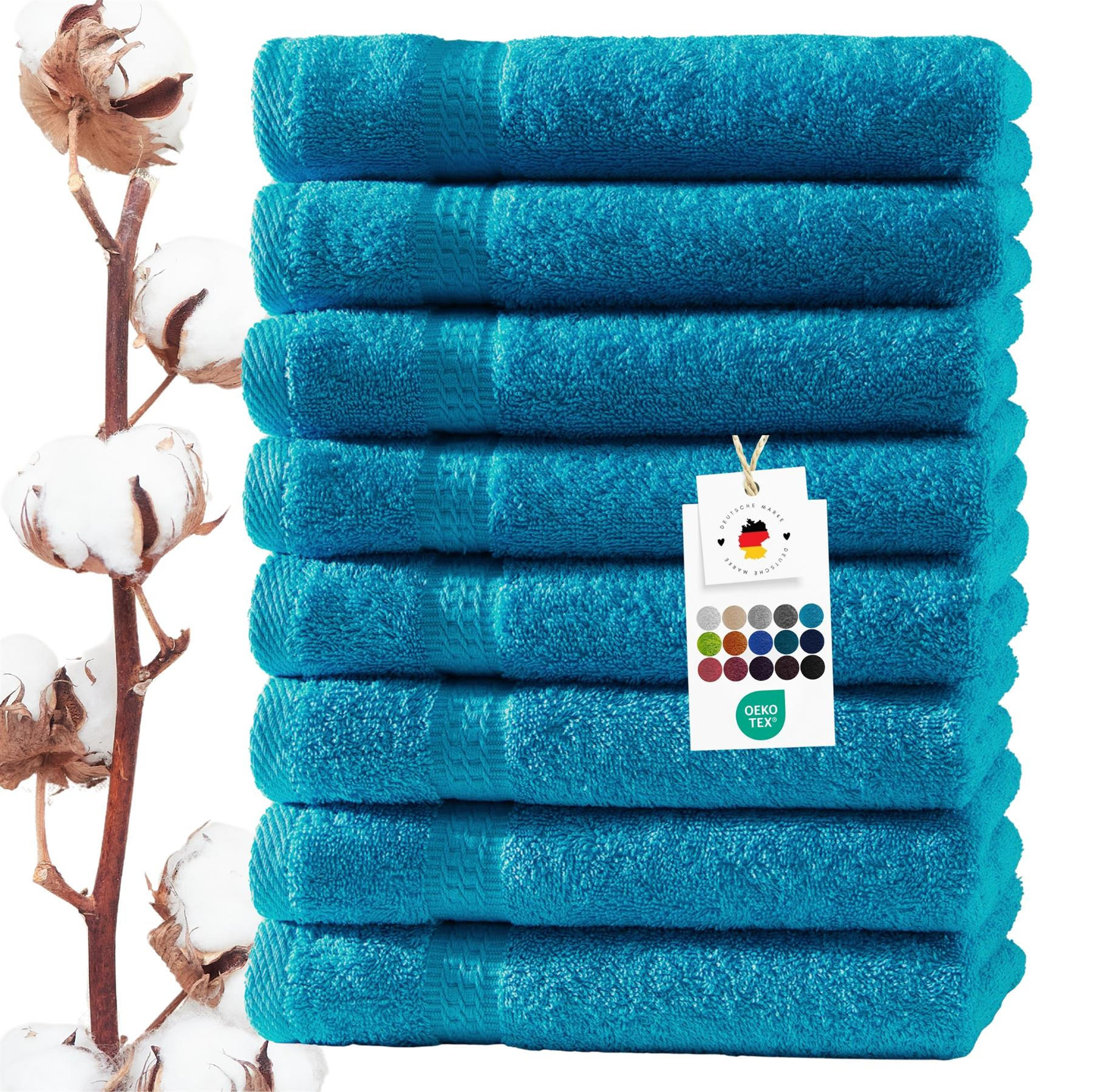HANDTUCH 50x100 cm Frottier Handtücher im 8er Set aus 100% Baumwolle, Türkis 500g/m2 - Türkis, Textil (50/100cm) - Carpe Sonno