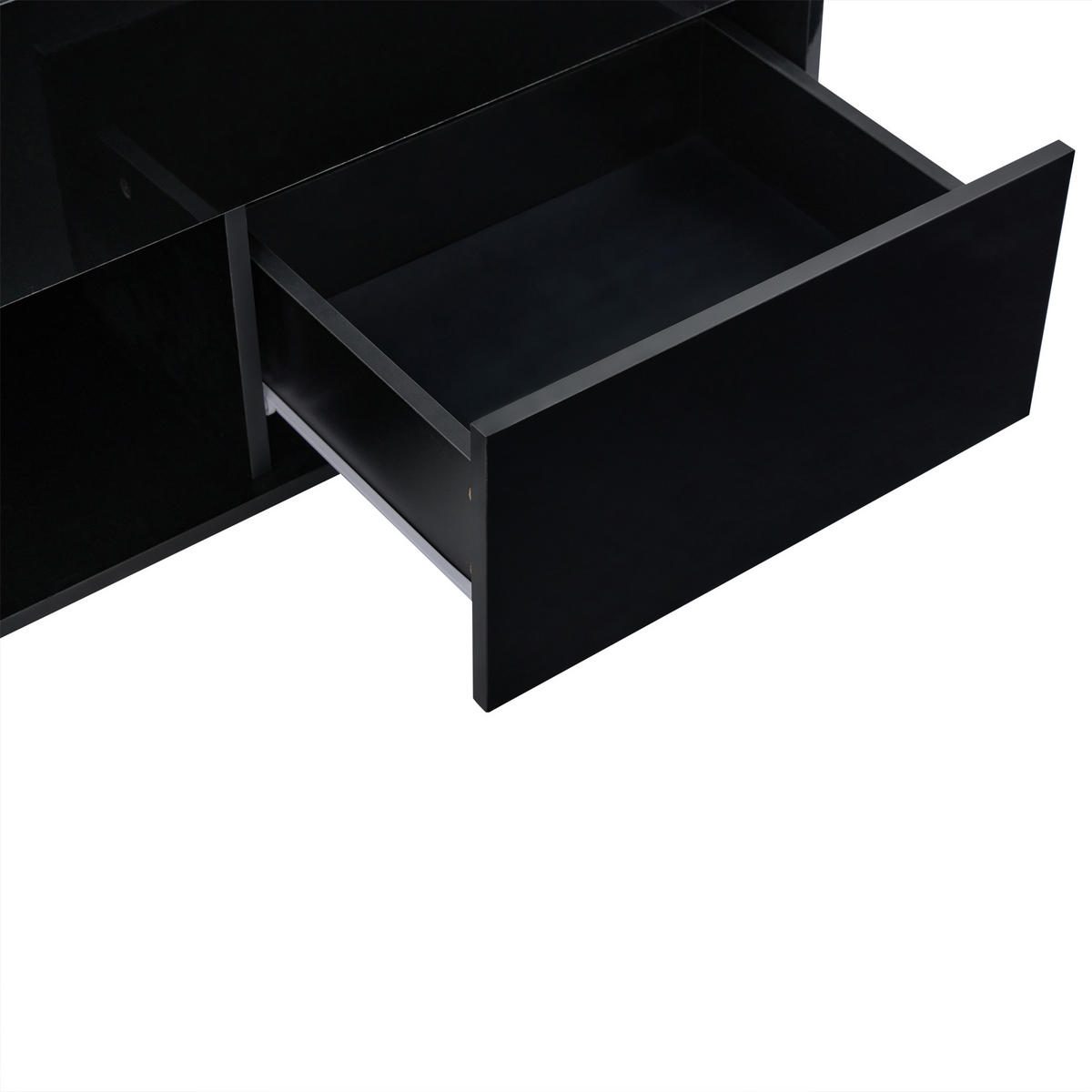 COUCHTISCH in Schwarz Wohnzimmertisch mit Liftfunktion, Stauraum und LED, B100/T50/H70.5cm - Schwarz, Holzwerkstoff (50/100/70.5cm) - STILVORA