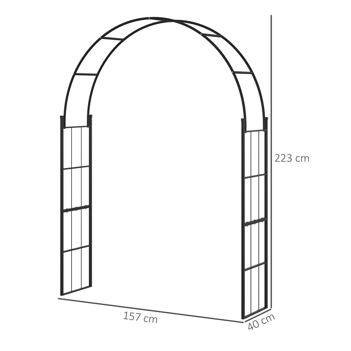 GARTENBOGEN,SCHWARZES Metall 157x40x223cm - Schwarz, Metall (47/13/85cm) - Vallsero
