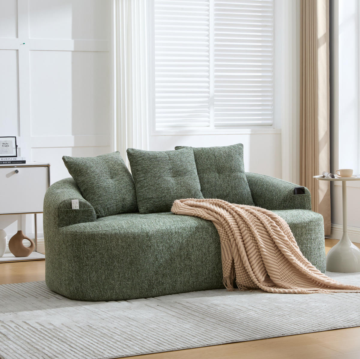 ZWEISITZERSOFA Chenille Grün 164 x 92 x 60 cm - Grün, Holzwerkstoff (164/64/92cm) - Meubliv