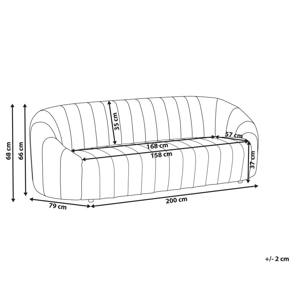 Thumbnail - Beliani 3-Sitzer-Sofa, Weiß, Textil, 200x68x79 cm, Wohnzimmer, Sofas & Couches, Sofas, 3-Sitzer Sofas