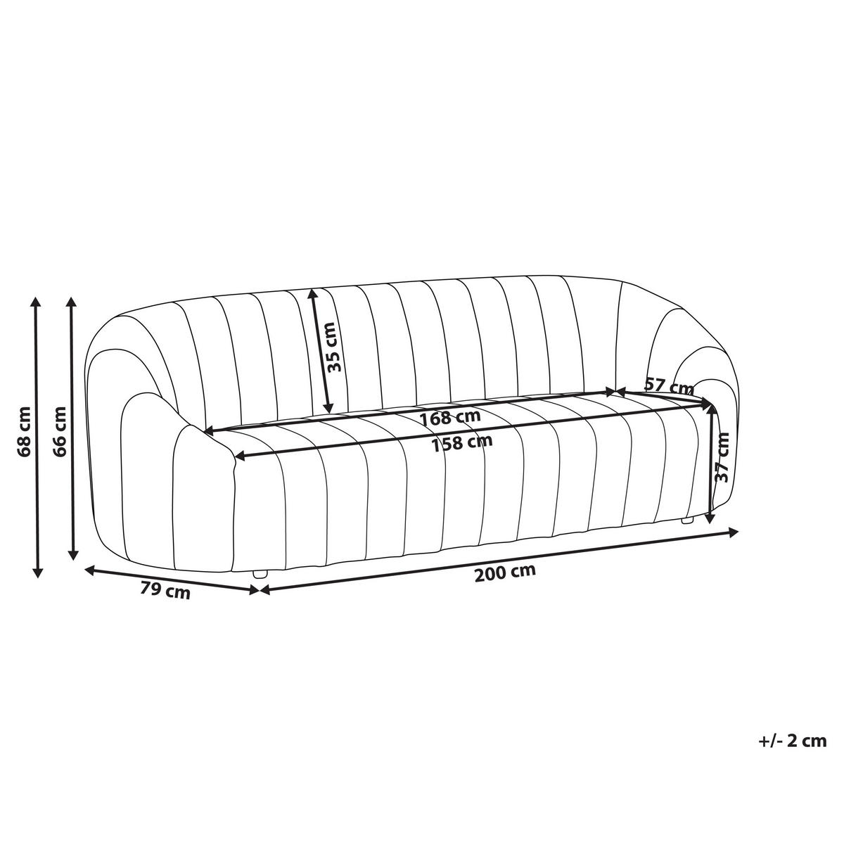3-SITZER-SOFA Samtstoff cremeweiß Malung - Weiß, Textil (200/68/79cm) - Beliani