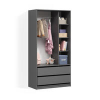 KINDERKLEIDERSCHRANK Trento Anthrazit 100 x 200 cm mit 2 Schubladen - Anthrazit, Holzwerkstoff (100/200/50cm) - Livinity®