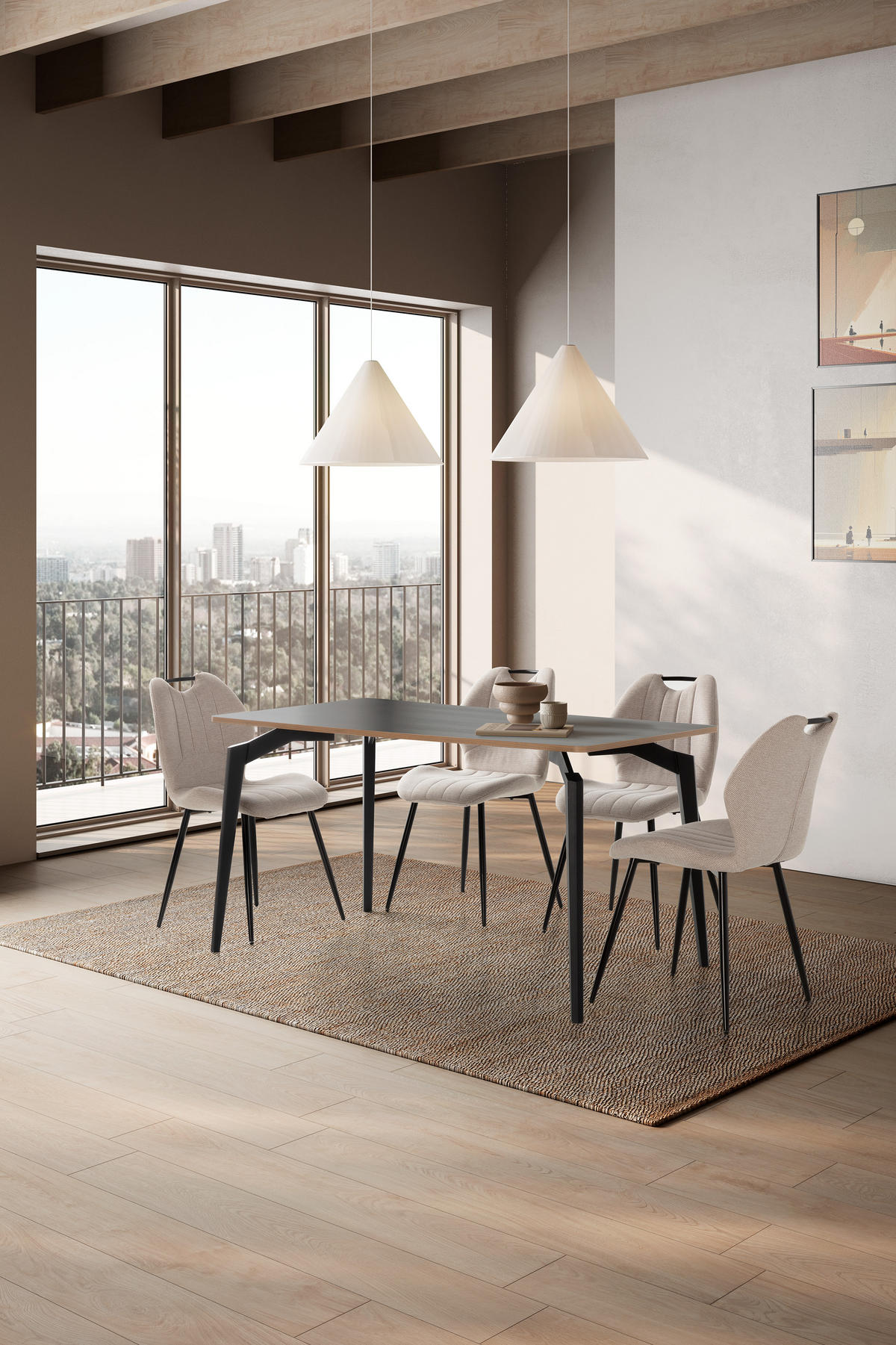 ESSTISCH Denia Schwarz 140/80/77 cm - Schwarz, Keramik (140/80/77cm)