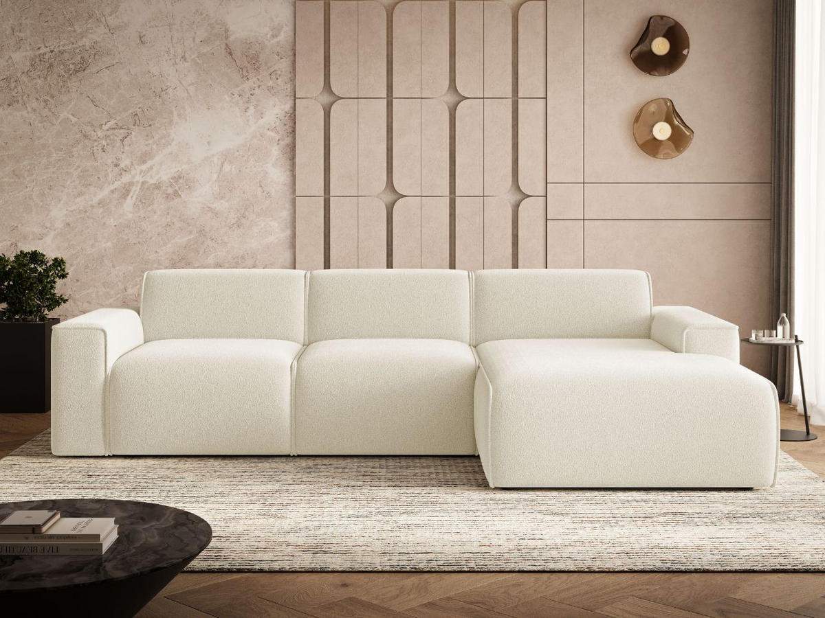 ECKSOFA Lavia Creme Rechts - Creme/Schwarz, Holz/Kunststoff (165/310cm) - Graingold