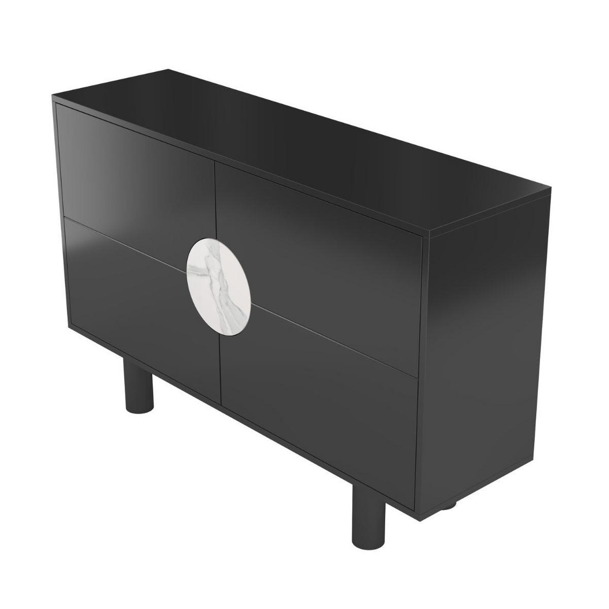 SIDEBOARD Zoe, Mit Marmor, 140 cm, Schwarz - Schwarz, Holz/Holzwerkstoff (140/90/40cm) - Dancan