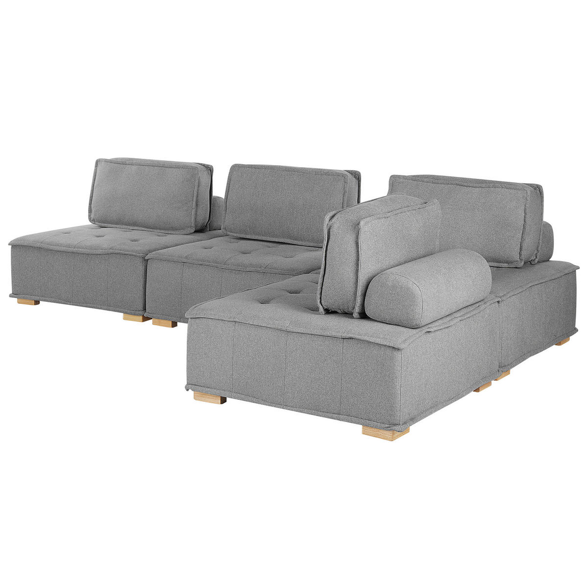 ECKSOFA Modul 4-Sitzer rechtsseitig Grau Stoff Tibro - Dunkelgrau/Braun, Textil (300/200cm) - Beliani
