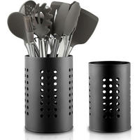 KÜCHENUTENSILIENHALTER 2-teiliges Set Schwarz Edelstahl - Schwarz, Metall (12/28/20cm) - LUXUSKOLLEKTION