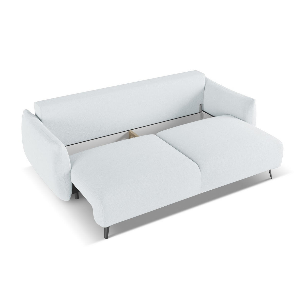 3-SITZER SOFA mit Schlaffunktion Chenille Stoff Blau - Blau/Schwarz, Textil/Metall (230/86/105cm) - LaMiaSofa