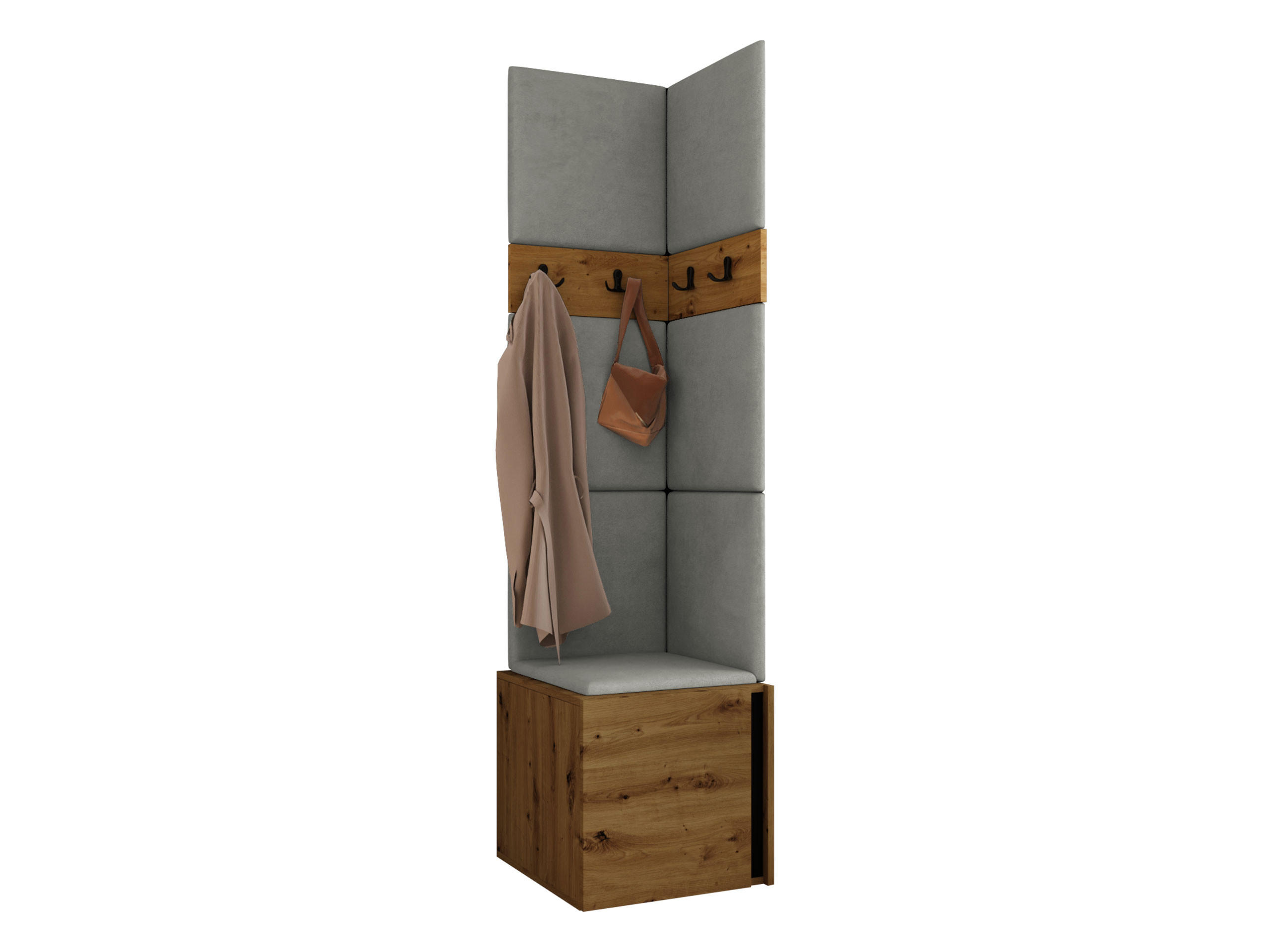 Mirjan24 Garderoben-Set Eiche Artisan, Grau 42x186x46 cm