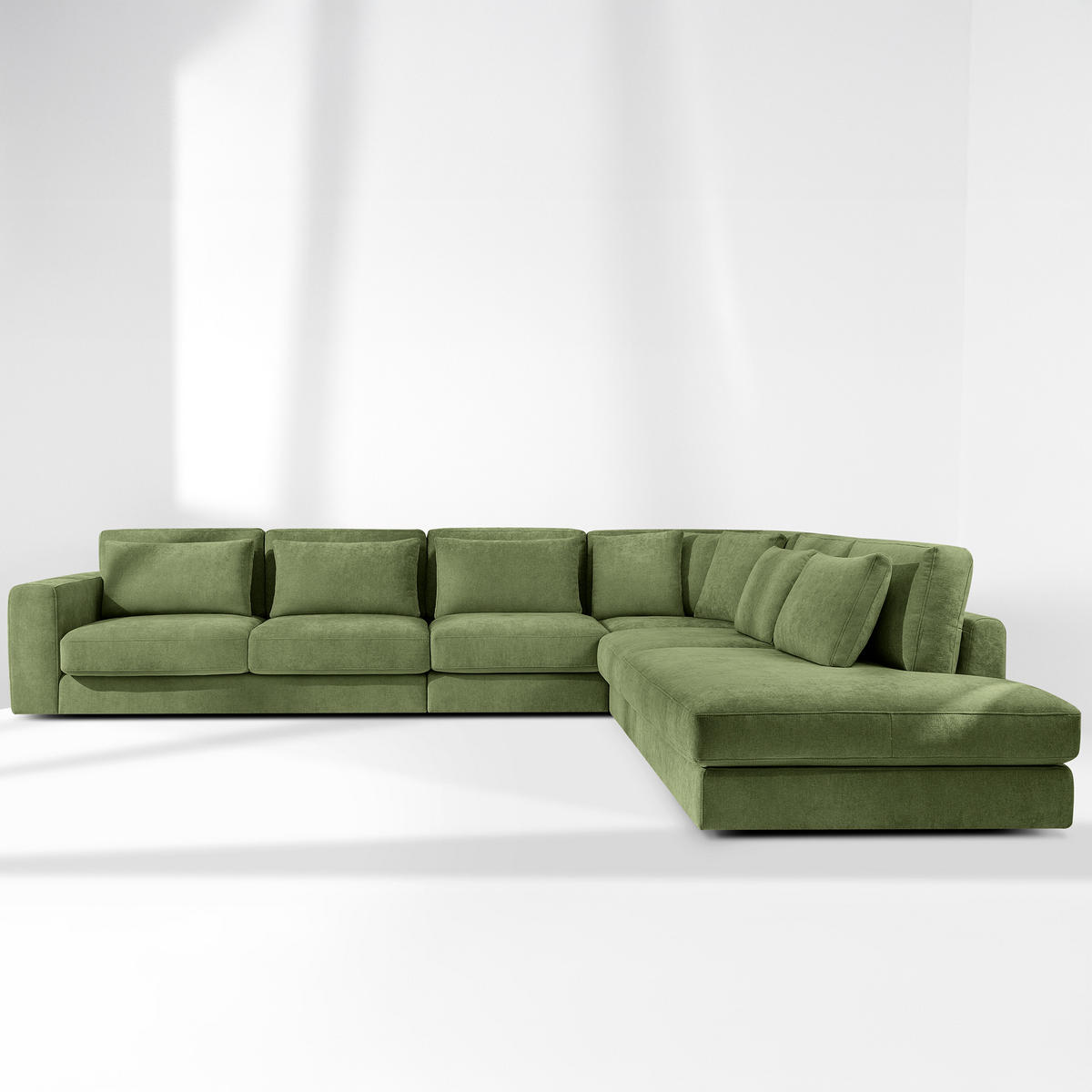 ECKSOFA XL rechts VERUS - Grün, Holz/Holzwerkstoff (377/328cm) - KONSIMO®