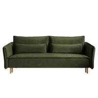 SCHLAFSOFA Ummo Olivgrün Velours - Goldfarben/Olivgrün, Textil/Metall (230/88/90cm) - Selsey