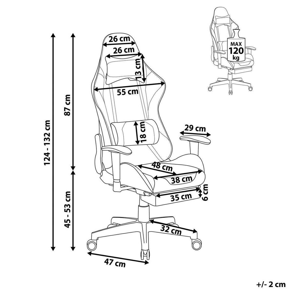 BÜROSTUHL Kunstleder Schwarz/Rosa Victory - Schwarz, Kunststoff/Textil (60/124/60cm) - Beliani
