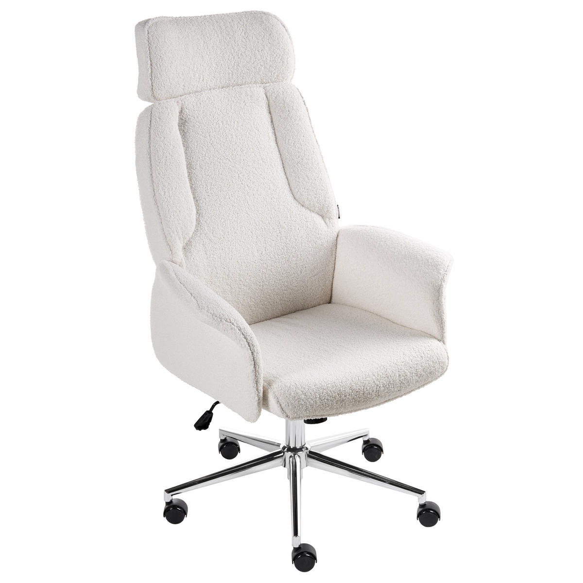 BÜROSTUHL Cremeweiß Pilot - Silberfarben/Weiß, Textil (72/117/72cm) - Beliani