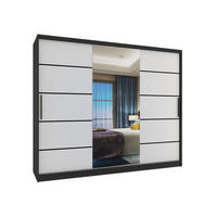 SCHWEBETÜRENSCHRANK Verona MBP, Schwarz/Weiß Matt, 232 cm, mit Spiegel - Weiß, Holz (232/216/60cm) - B BELINI GROUP