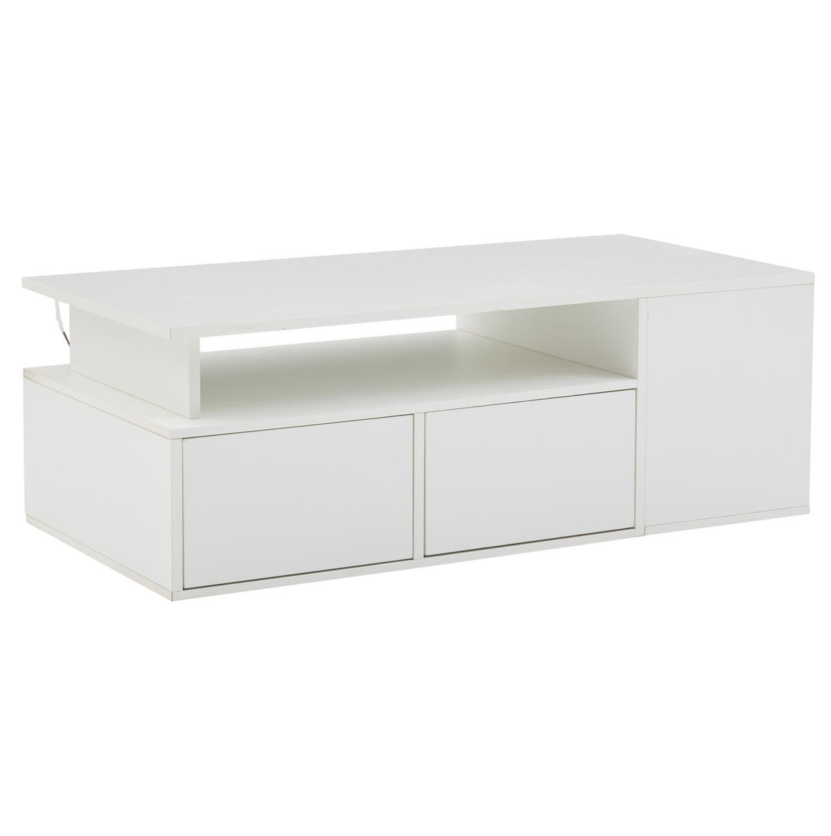 COUCHTISCH mit LED 100 x 50 x 35 cm Hochglanz Weiß - Weiß, Holzwerkstoff (100/50/35cm) - Meubliv