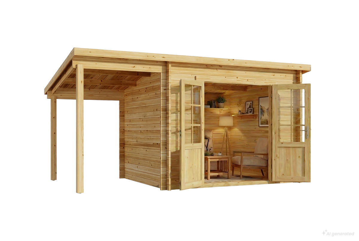 GARTENHAUS Holz Maria mit Schleppdach - Naturfarben, Holz (450/230/269cm) - Alpholz