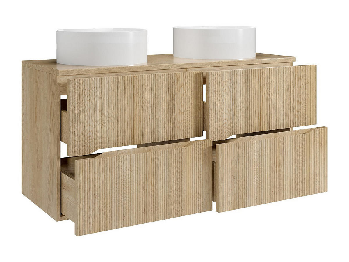 DOPPELWASCHTISCH - 120 cm x 46 cm - Holz, Platte - Naturfarben Hell - ORISO - Naturfarben, Holz (120/57/46cm) - Vente-Unique