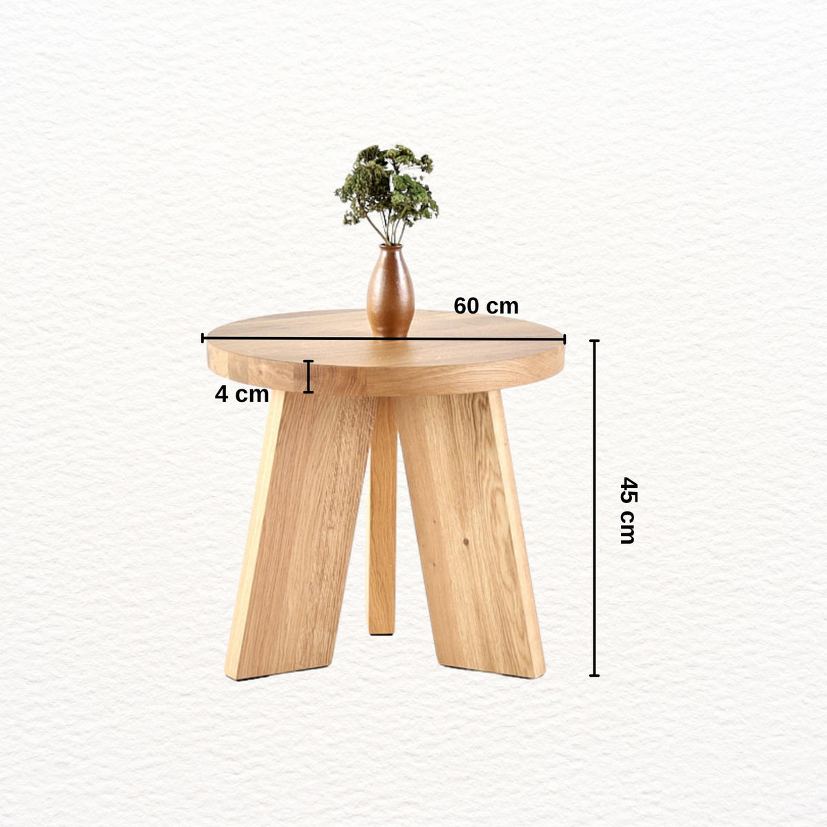 COUCHTISCH Eichenholz vollmassiv rund Naturbelassenen 60/60/45 - Naturfarben, Holz (60/60/45cm)