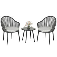 GARTENMÖBEL Set, Stahl, PE, Dunkelgrau - Dunkelgrau, Metall - Outsunny
