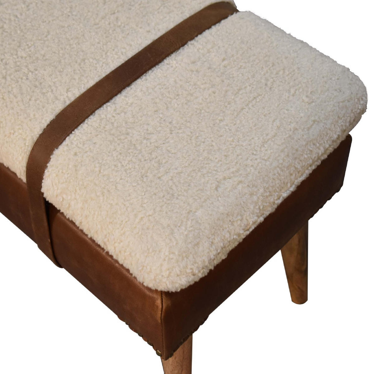 SITZBANK gepolstert - Messingfarben/Braun, Holz/Metall (90/40/35cm) - Artisan Furniture