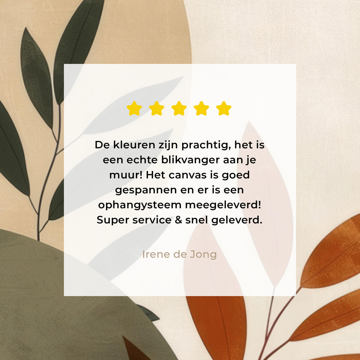 LEINWANDBILD Formen - Rund - Blätter - Beige Deko Wohnzimmer 20x20 cm - Rostfarben, Textil (20/20cm) - MuchoWow