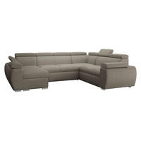 WOHNLANDSCHAFT Boston U, Seite: Links - LC+2P+R+2R - Chromfarben/Hellbraun, Holz/Textil (325/98/260cm) - MIRJAN24