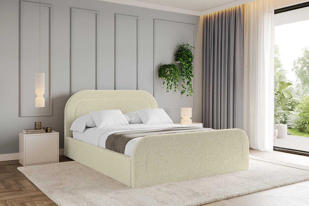 POLSTERBETT mit Bettkasten, Fußteil und Lattenrost, Boxbett mit Matratze H3/H4 - LERAY-Z 180x200 Beige - Taupe, Holzwerkstoff/Textil (180/200cm) - ALTDECOR