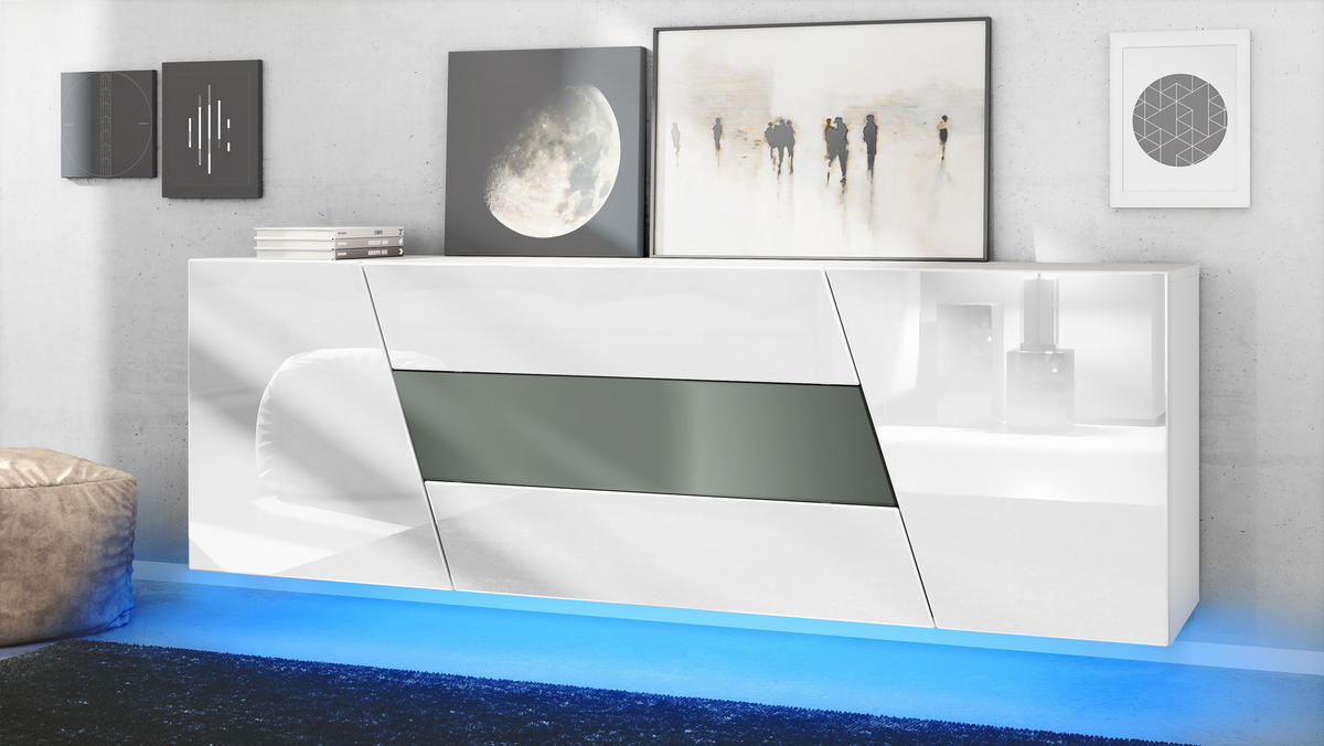 SIDEBOARD Houston Graphit Seidenmatt - Graphitfarben, Holzwerkstoff (178/57.5/38.5cm) - Vladon