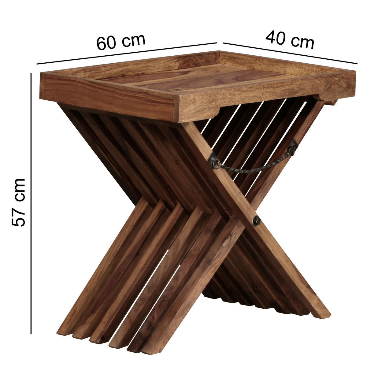 WOHNZIMMERTISCH X-Förmig ANDREJ - Sheeshamfarben, Holz (60/40/57cm) - tinkaro