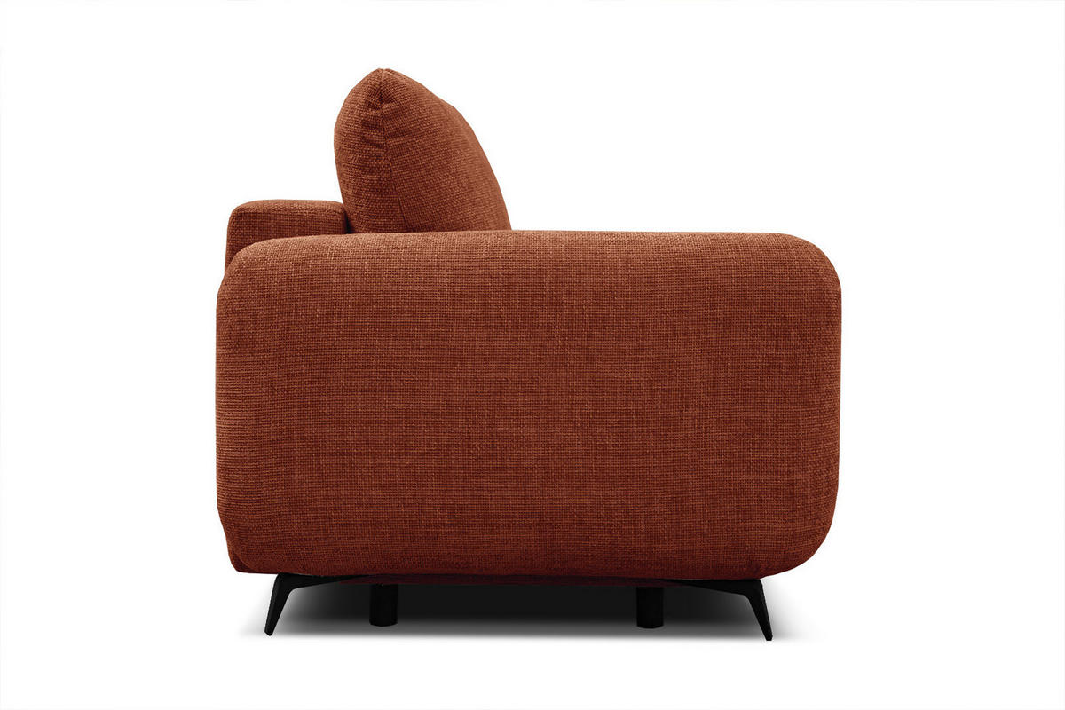 SOFA DRAKE 3-Sitzer mit Schlaffunktion, dunkelorange - Dunkelorange/Braun, Holz/Textil (232/90/107cm) - Courtois Laville