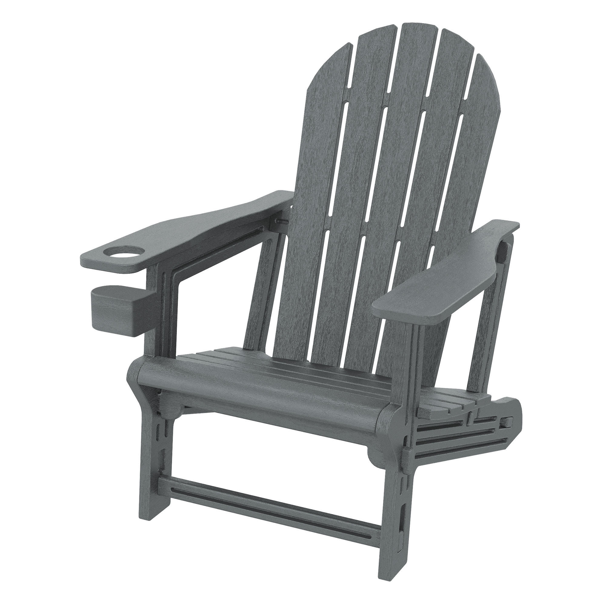 ML-DESIGN ADIRONDACK LEŽÁK s držákem na nápoje, šedý, z plastu