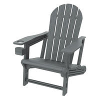 ADIRONDACK LEŽÁK s držákem na nápoje, šedý, z plastu - šedá, plast (54.5/91/76cm) - ML-DESIGN