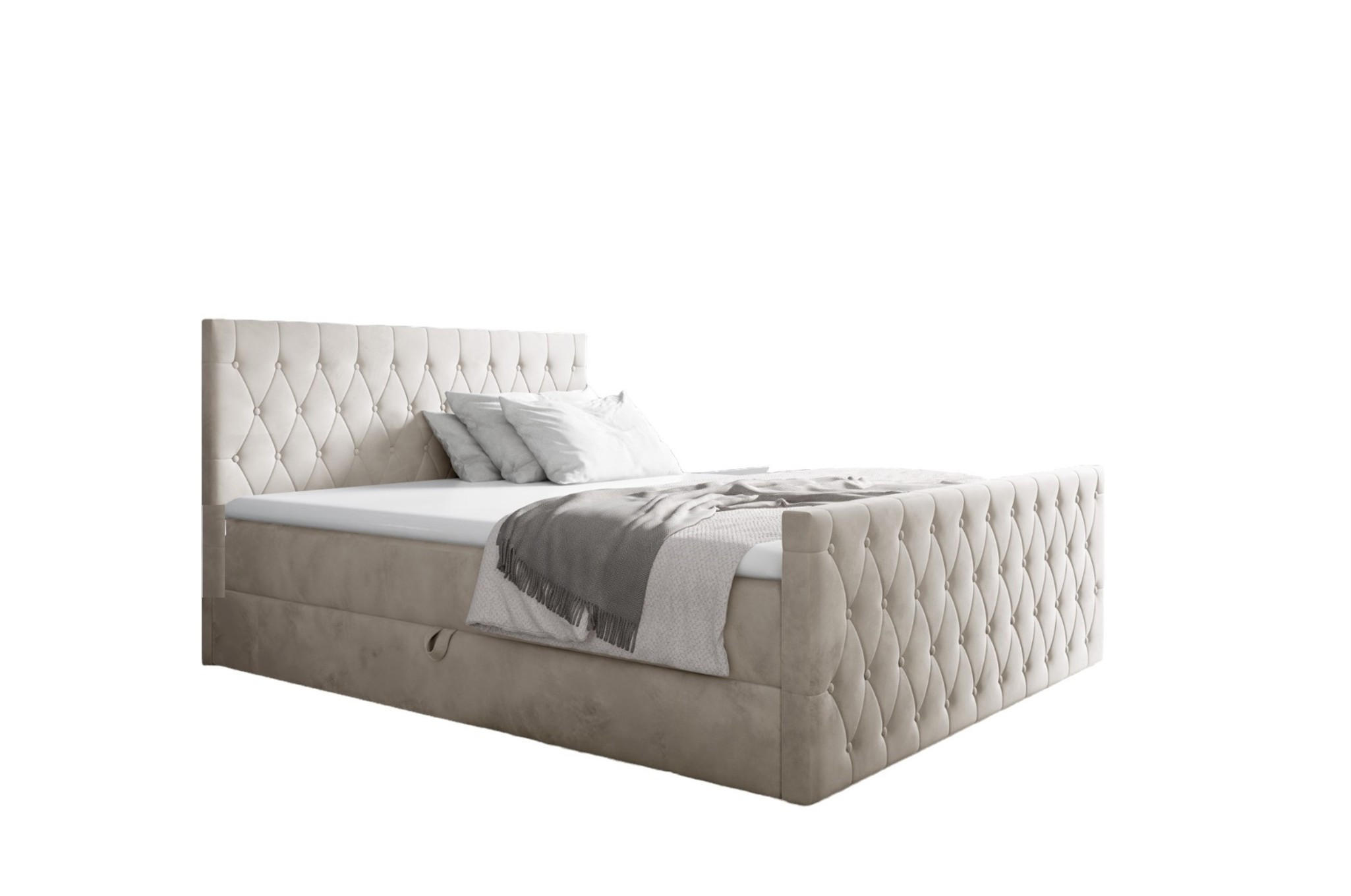 BOXBETT Asher In überlänge - Weiß, Holzwerkstoff/Textil (120/220cm) - Fun Möbel