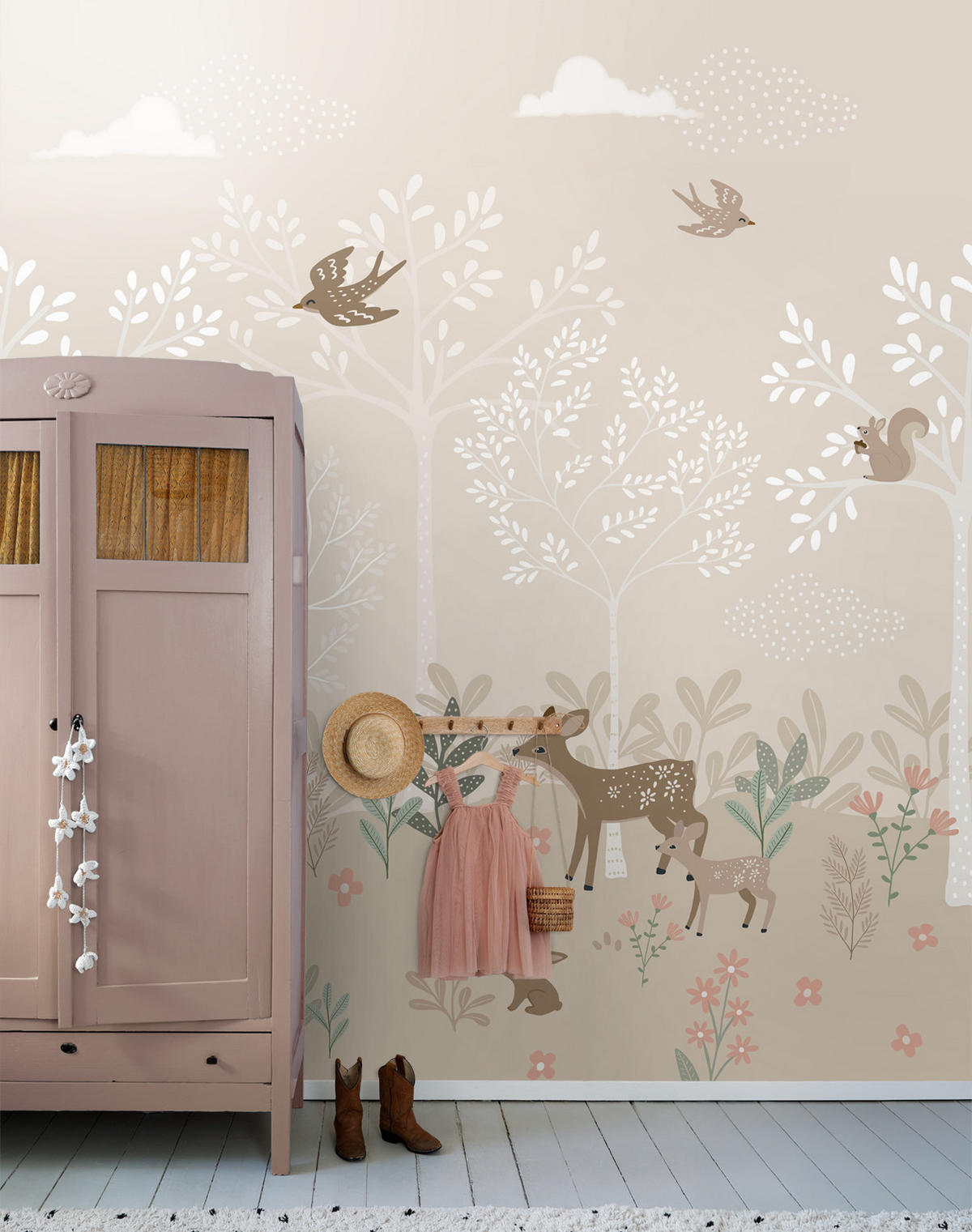 FOTOTAPETE Hirsche 250 x 279 cm - Beige, Papier (250/279cm) - ESTAhome