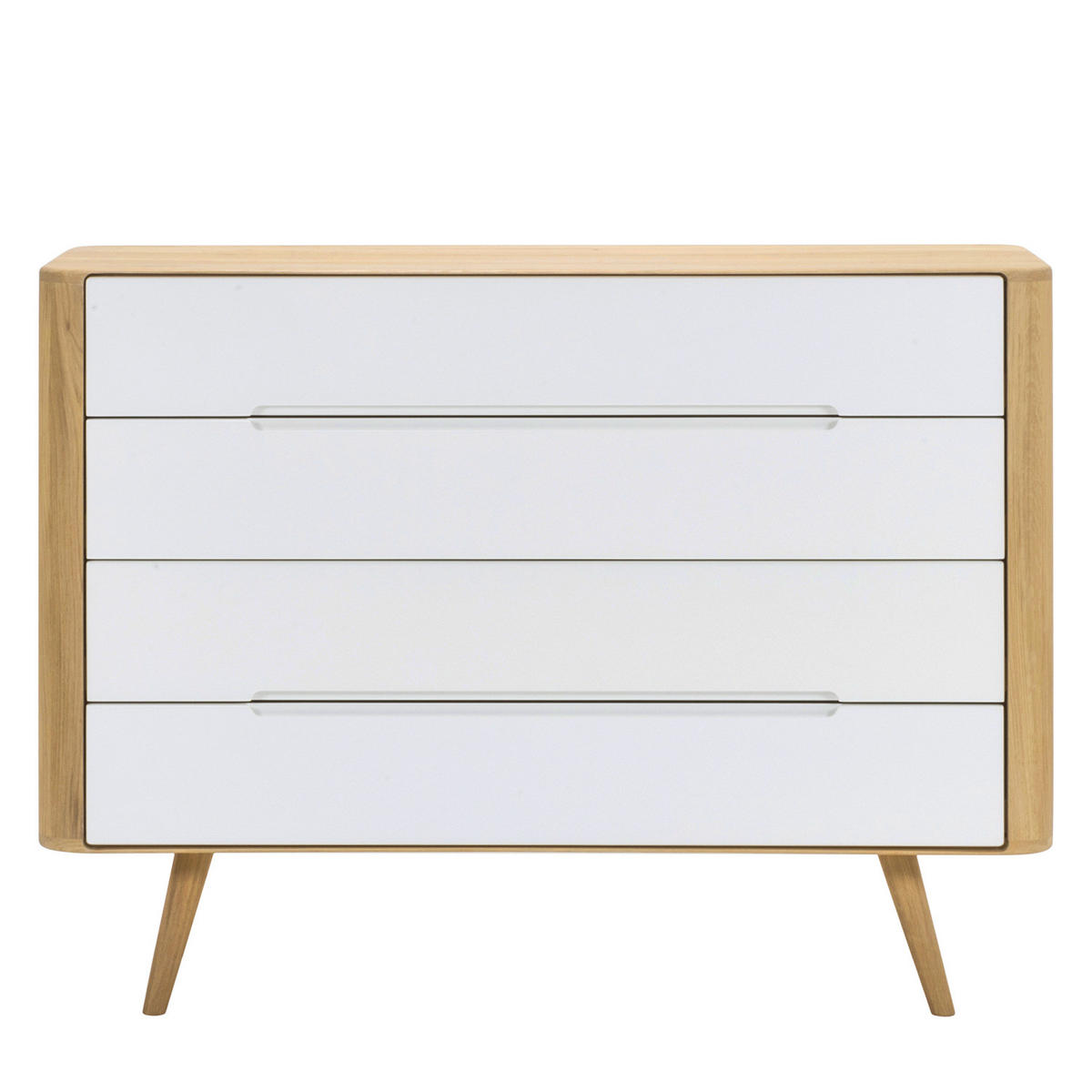 KOMMODE mit Schubladen - Wildeiche teilmassiv - Wildeiche/Weiß, Holz/Holzwerkstoff (120/90/42cm) - home24