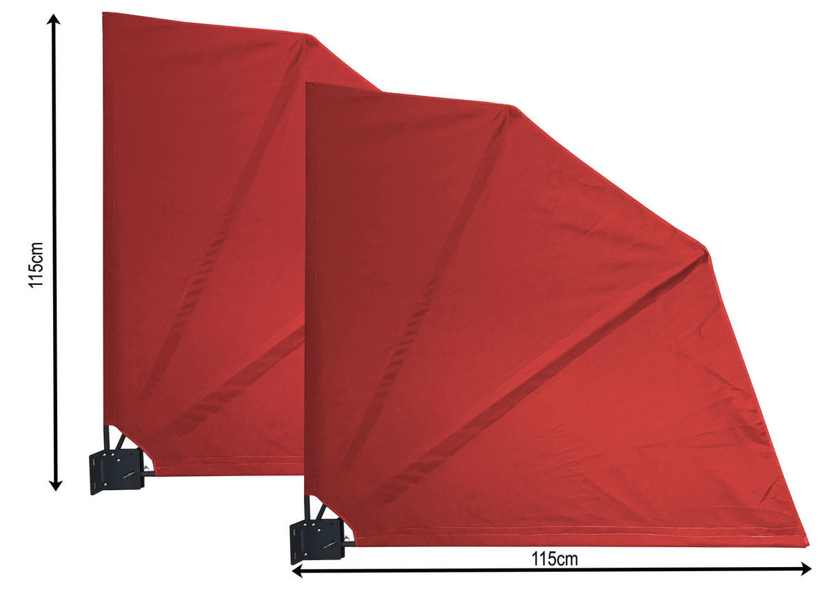 SICHTSCHUTZFÄCHER 2er Set 115x115 cm Rotorange mit Easy Mount Wandplatte - Terracotta, Metall (2/115cm) - QUICK STAR