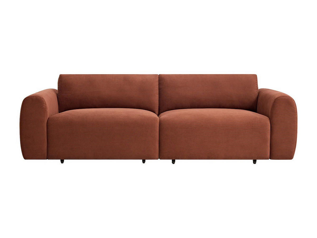 SOFA 4-Sitzer mit elektrisch ausziehbarer Sitzfläche – Feincord-Samt Terrakotta – PASTARO - Braun, Textil (242/75/109cm) - Vente-Unique