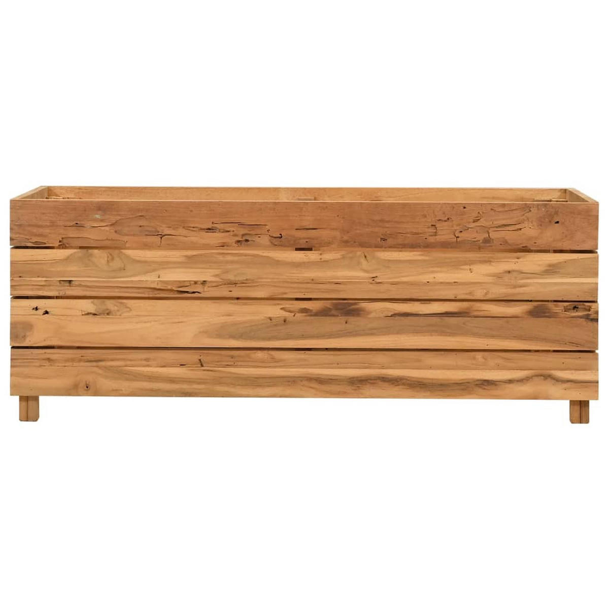 HOCHBEET 100x40x38 cm Teak Altholz und Stahl - Braun, Holz (100/38/40cm) - furnicato