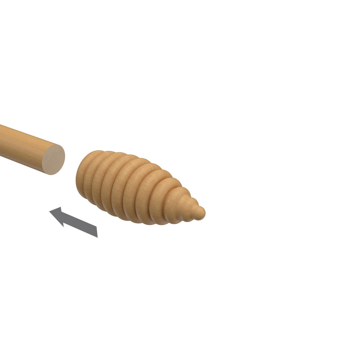 ENDSTÜCKE FÜR GARDINENSTANGEN 16 mm Ø, Asta Buche, Packung 2 Stück - Buchefarben, Holz (6.5/3/3cm) - INTERDECO