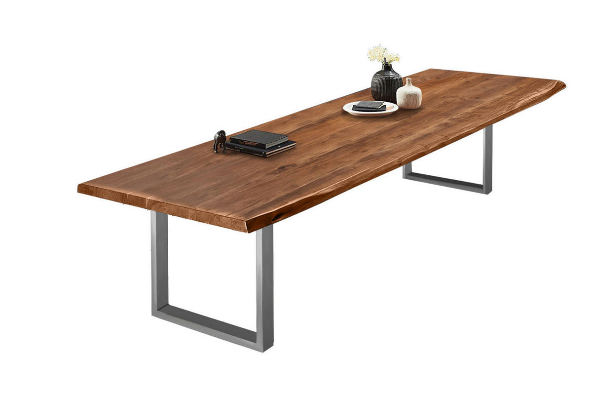 ESSTISCH VALIN - Silberfarben/Braun, Holz/Metall (120/320/79cm) - SAM
