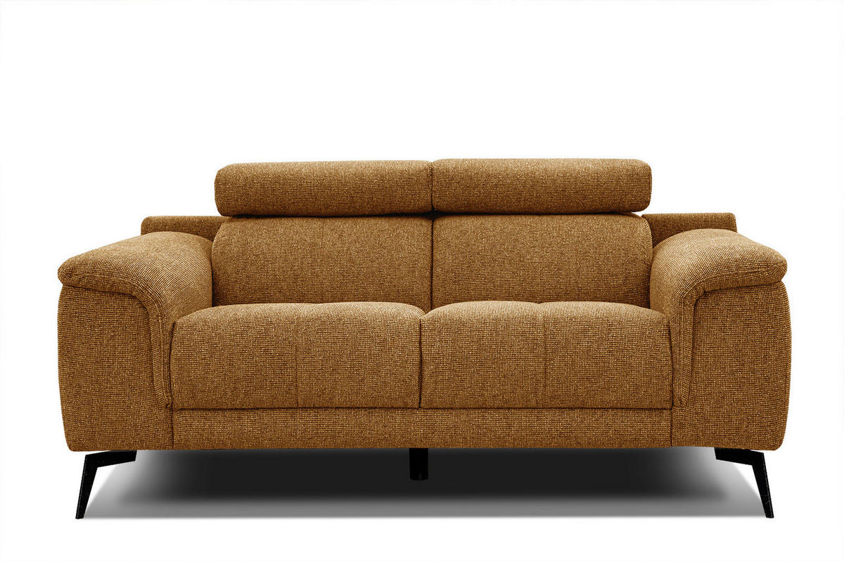 SOFA FIERO 2-Sitzer, orange - Schwarz/Orange, Holzwerkstoff/Textil (170/82/103cm) - Courtois Laville